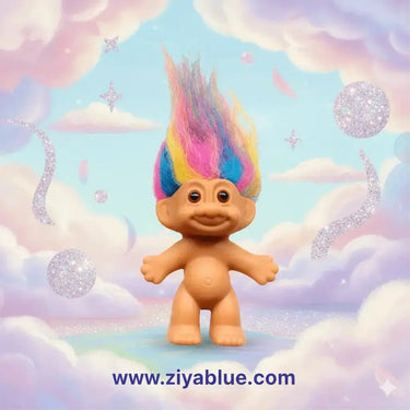 Mini Troll Doll - Pocket-Sized Retro Collectible  Ziya Blue