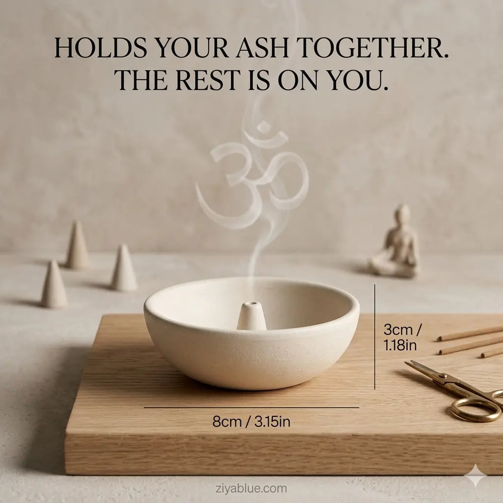 Minimalist Ceramic Incense Ash Catcher  Ziya Blue
