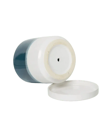"Minute" 5" Ceramic Pot & Saucer Set | Glazed Planter with Drainage Chive Ziya Blue