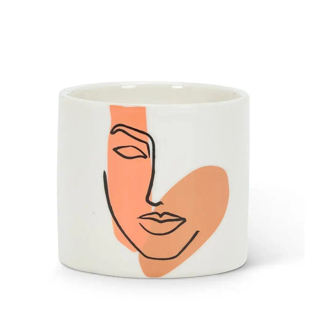 Modern Face Mini Planter - 3" Minimalist Sculptural Ceramic Pot Abbott Ziya Blue