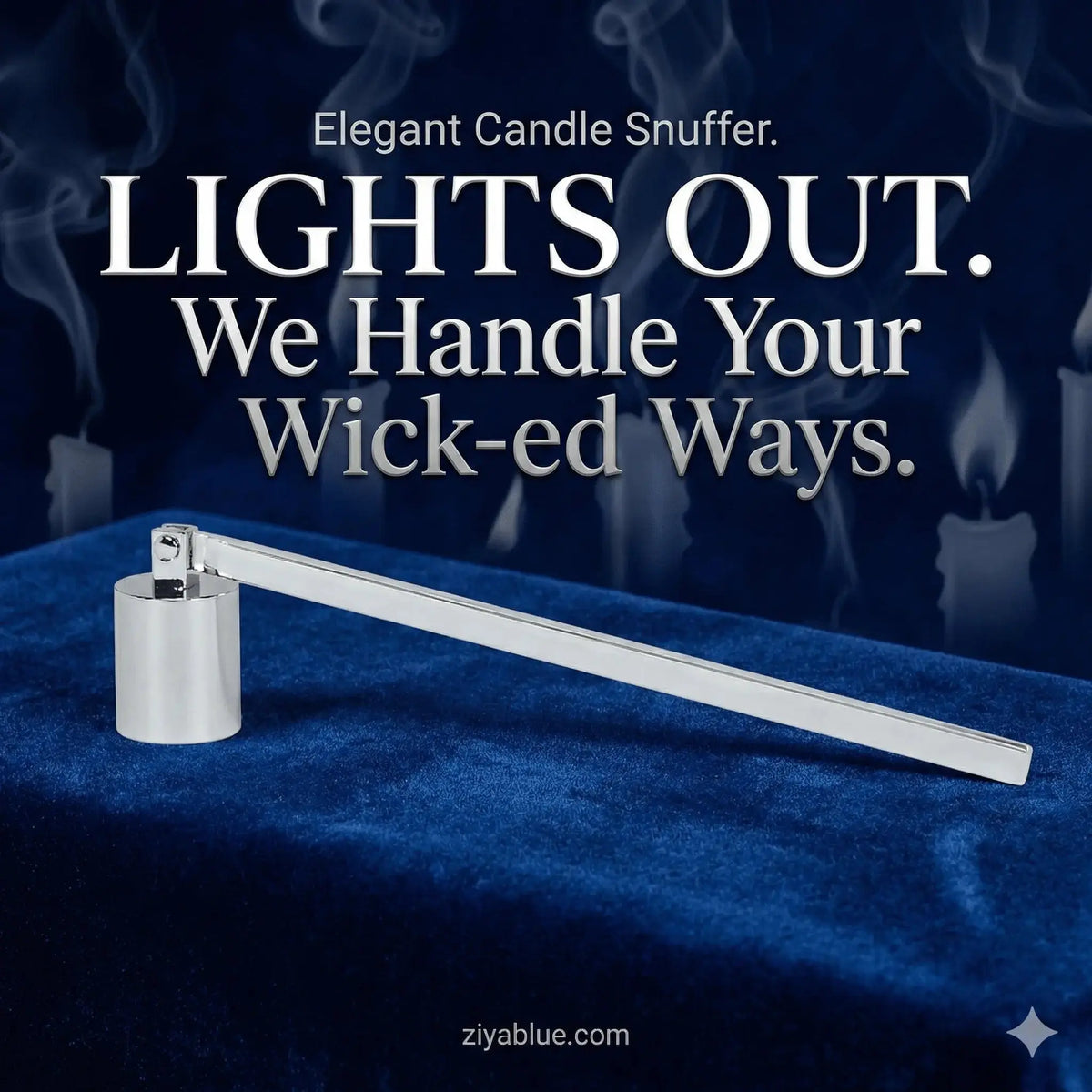 Modern Nickel Candle Snuffer: The 6.5" Flame Tamer Abbott Ziya Blue