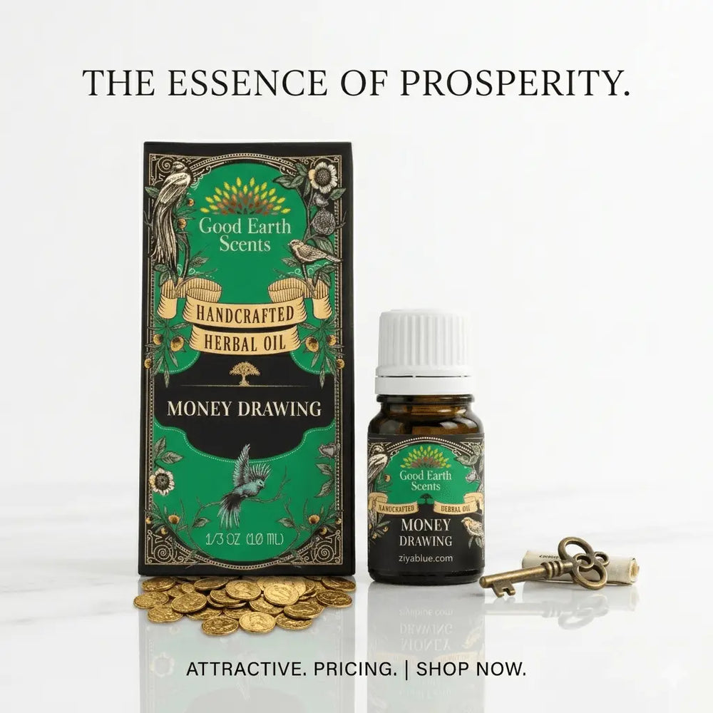 Money Drawing Essential Oil Blend (10 ml) Designs by Deekay Inc. Ziya Blue