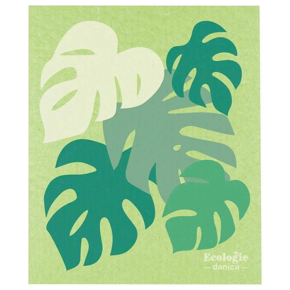 Monstera Swedish Dishcloth: Eco Cleaning Danica Ziya Blue
