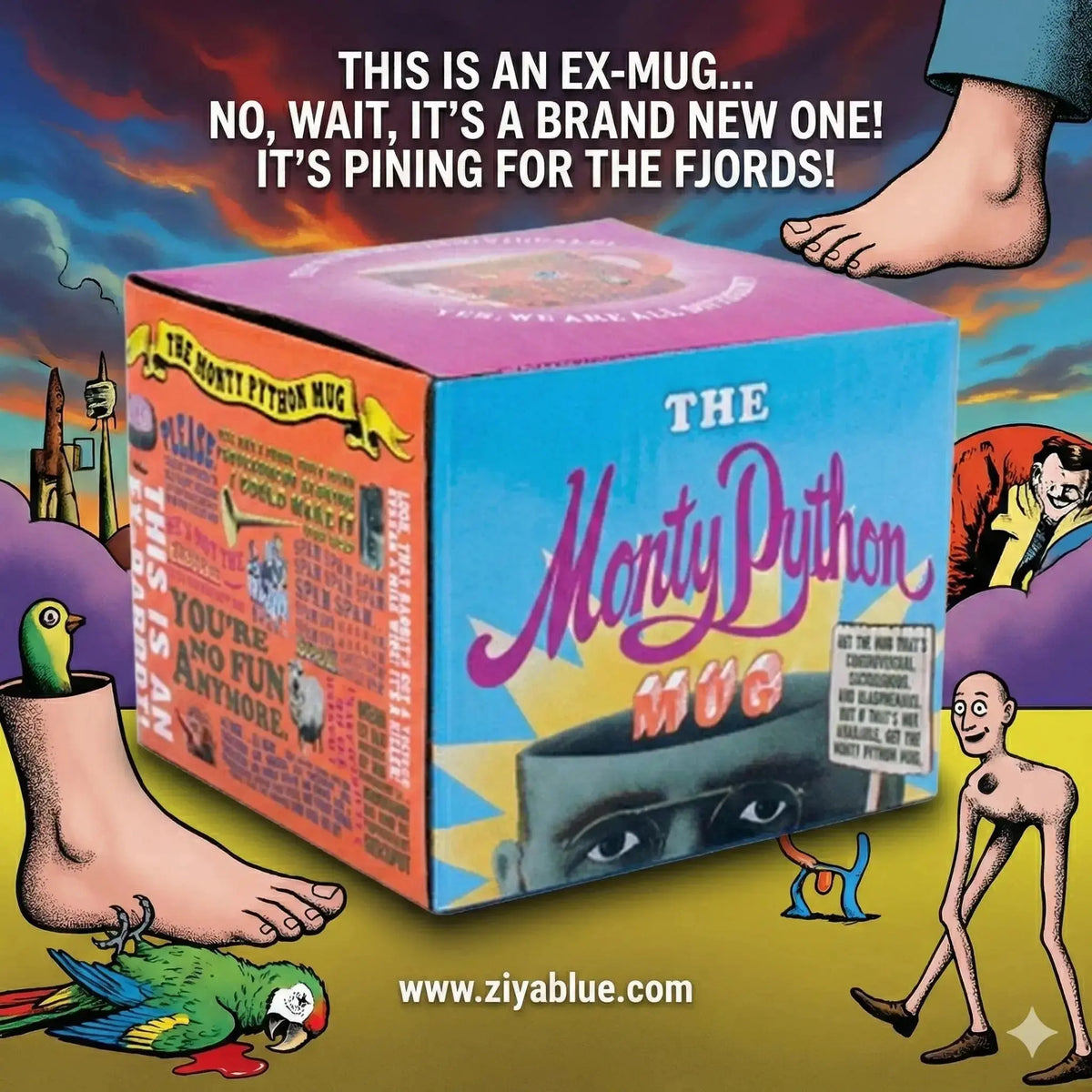 Monty Python Quotes Mug: A Comedic Morning Unemployed Philosophers Guild Ziya Blue