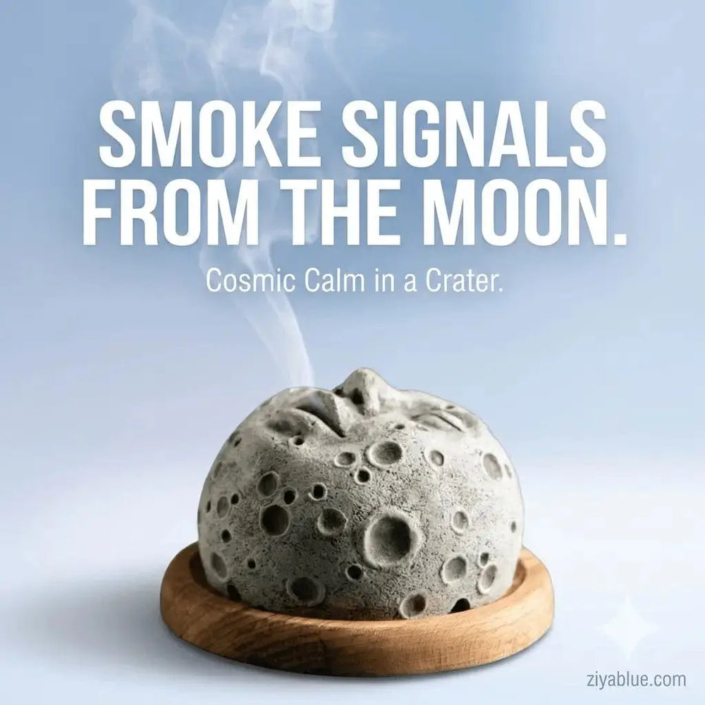 Moon Face Incense Burner: The "Celestial Serenity" Holder 🌙✨ Ziya Blue Ziya Blue