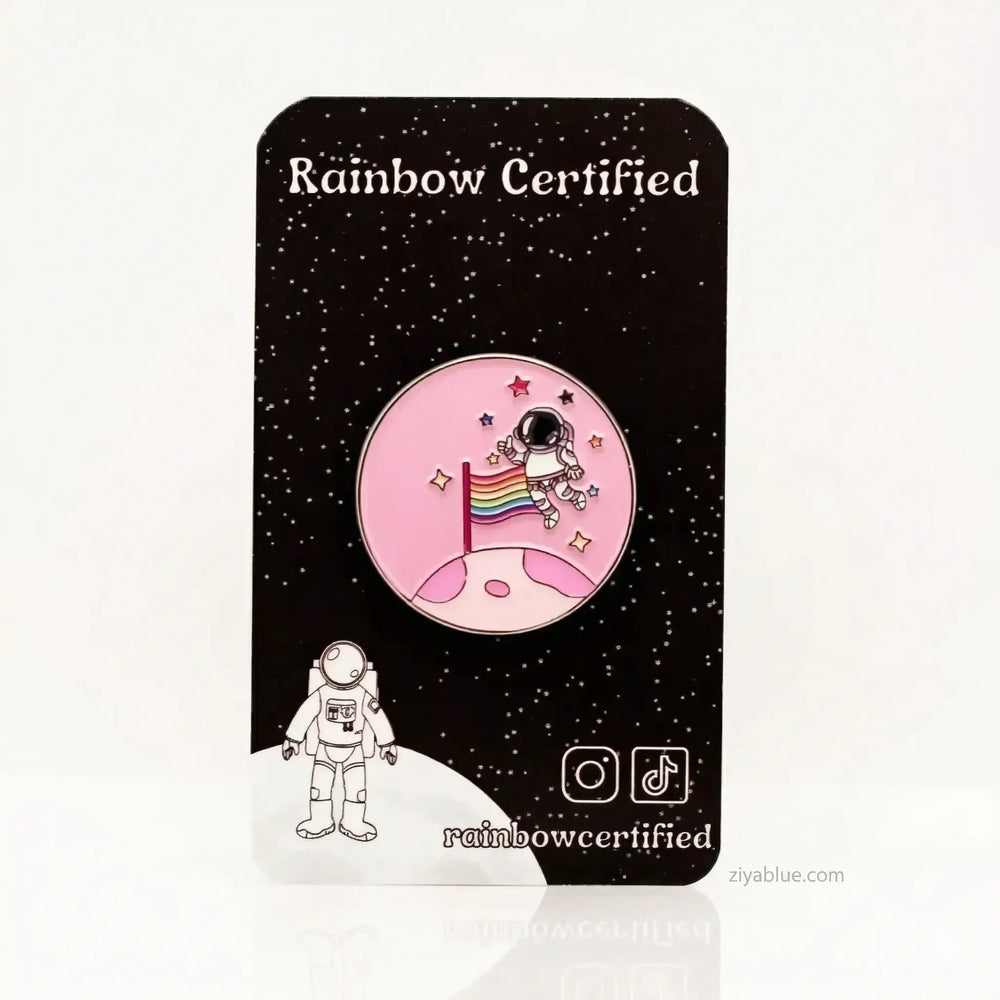 Moon Landing LGBTQ Pin: The Rainbow Pride Space Accessory Rainbow Certified Ziya Blue