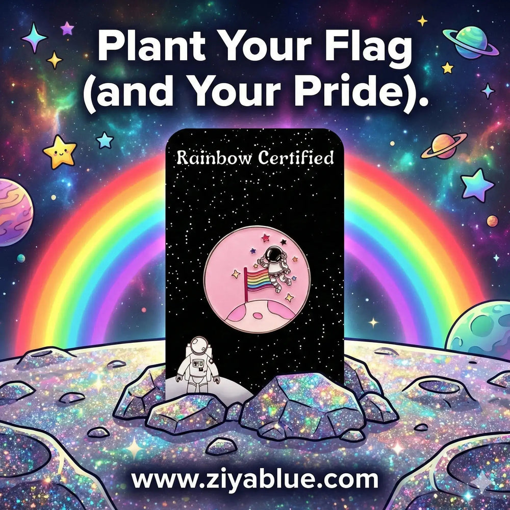 Moon Landing LGBTQ Pin: The Rainbow Pride Space Accessory Rainbow Certified Ziya Blue