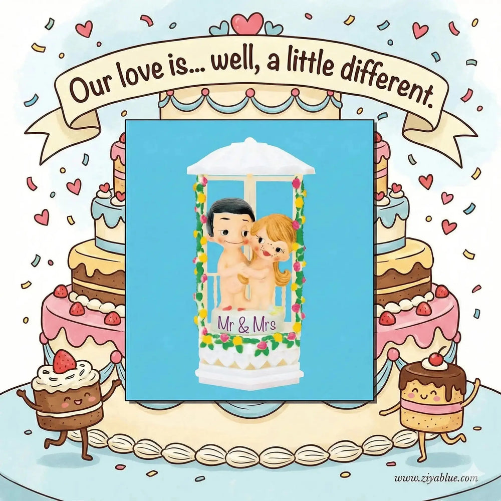 Mr and Mrs Wedding Card Bite Your Granny Ziya Blue