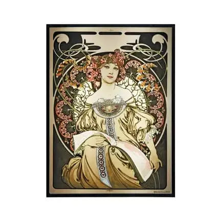 Mucha Art Glass | Alphonse Mucha "Reverie" Decorative Panel Pacific Giftware Ziya Blue