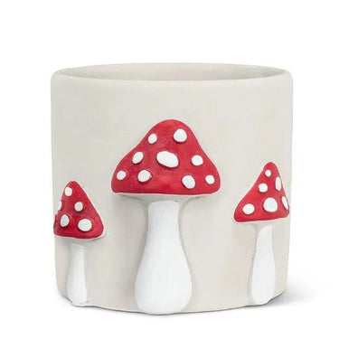 Mushroom Cement Planter - 6.5" Large Dotted Forest Pot Abbott Ziya Blue