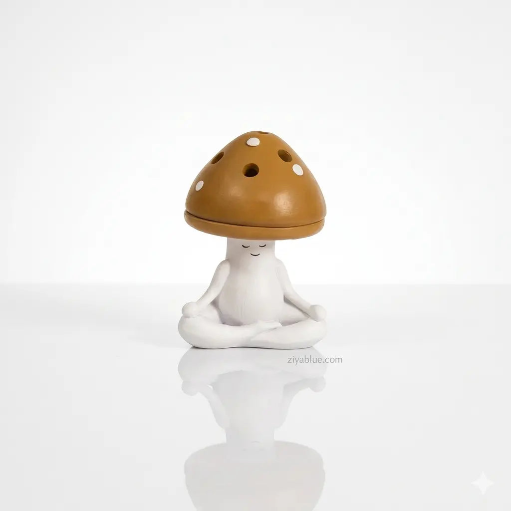 Mushroom Incense Burner | Meditating Zen Sprite | Forest Home Decor  Ziya Blue