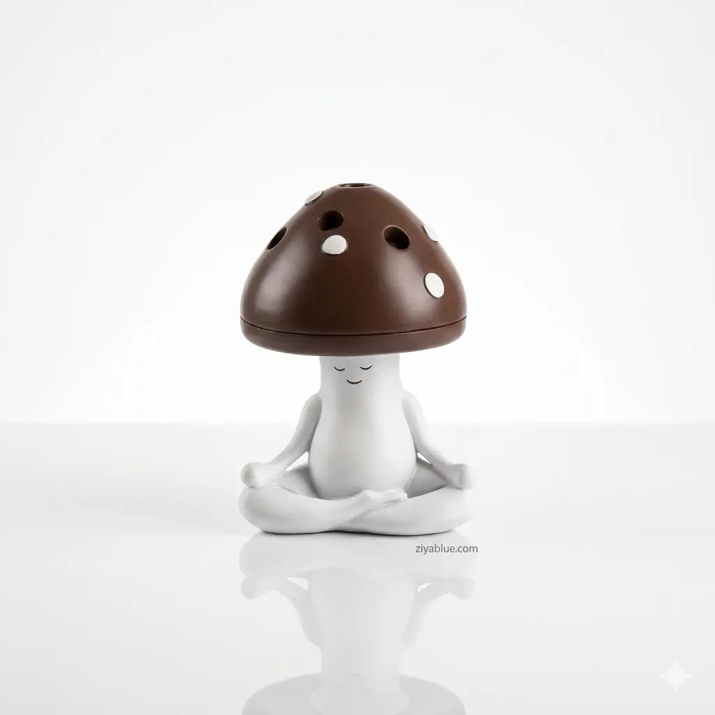 Mushroom Incense Burner | Meditating Zen Sprite | Forest Home Decor  Ziya Blue