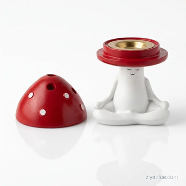 Mushroom Incense Burner | Meditating Zen Sprite | Forest Home Decor  Ziya Blue