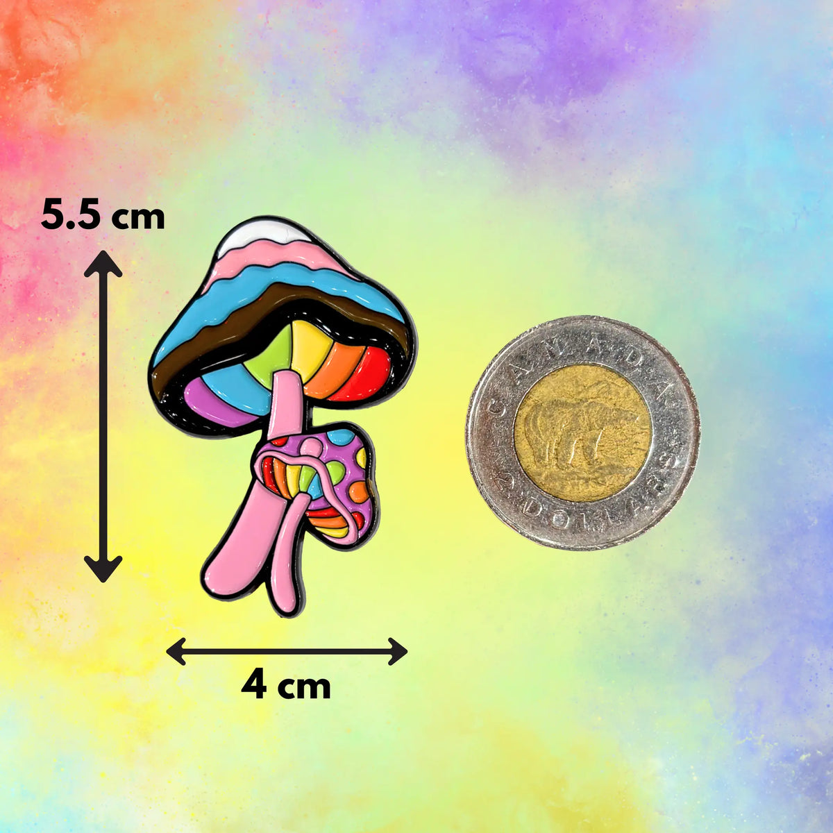 Mushroom Rainbow Pride Enamel Pin  Ziya Blue