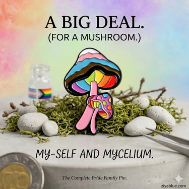 Mushroom Rainbow Pride Enamel Pin  Ziya Blue
