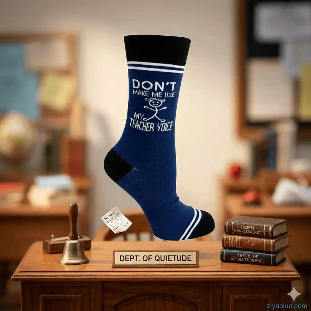 My Teacher Voice Socks: Funny Unisex Crew Fabdaz Ziya Blue