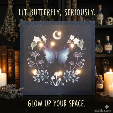 Mystical Midnight Light Up Moth Canvas Something Different Ziya Blue