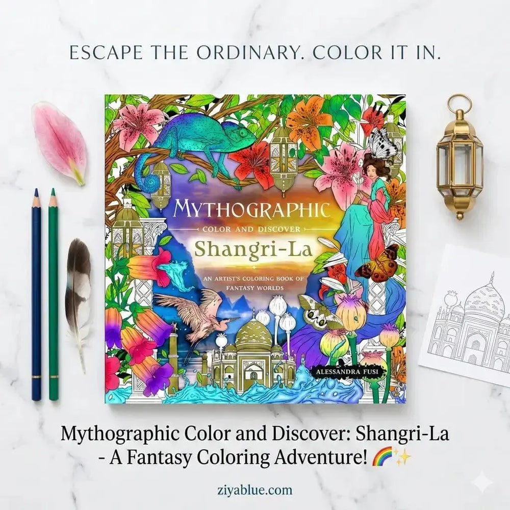 Mythographic Shangri-La Coloring Book - A Fantasy Adventure Book Depot Ziya Blue
