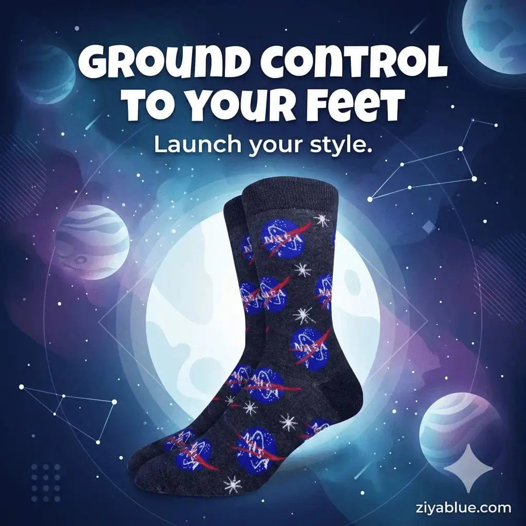 NASA Blue Socks: Mission Ready Good Luck Sock Ziya Blue