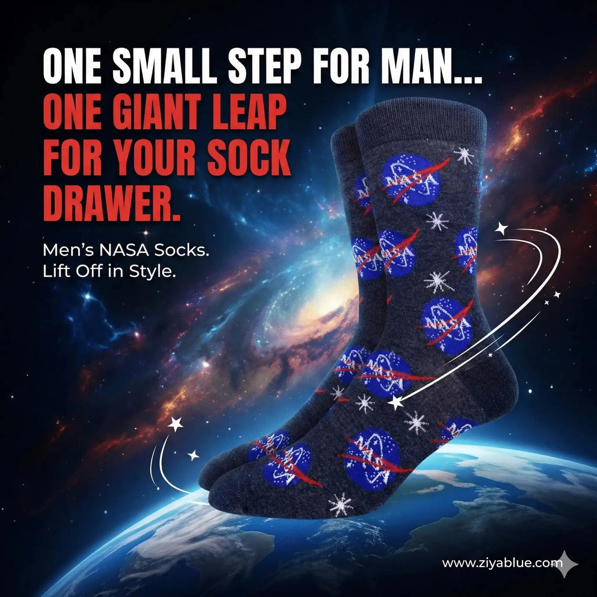 NASA Blue Socks: Mission Ready Good Luck Sock Ziya Blue