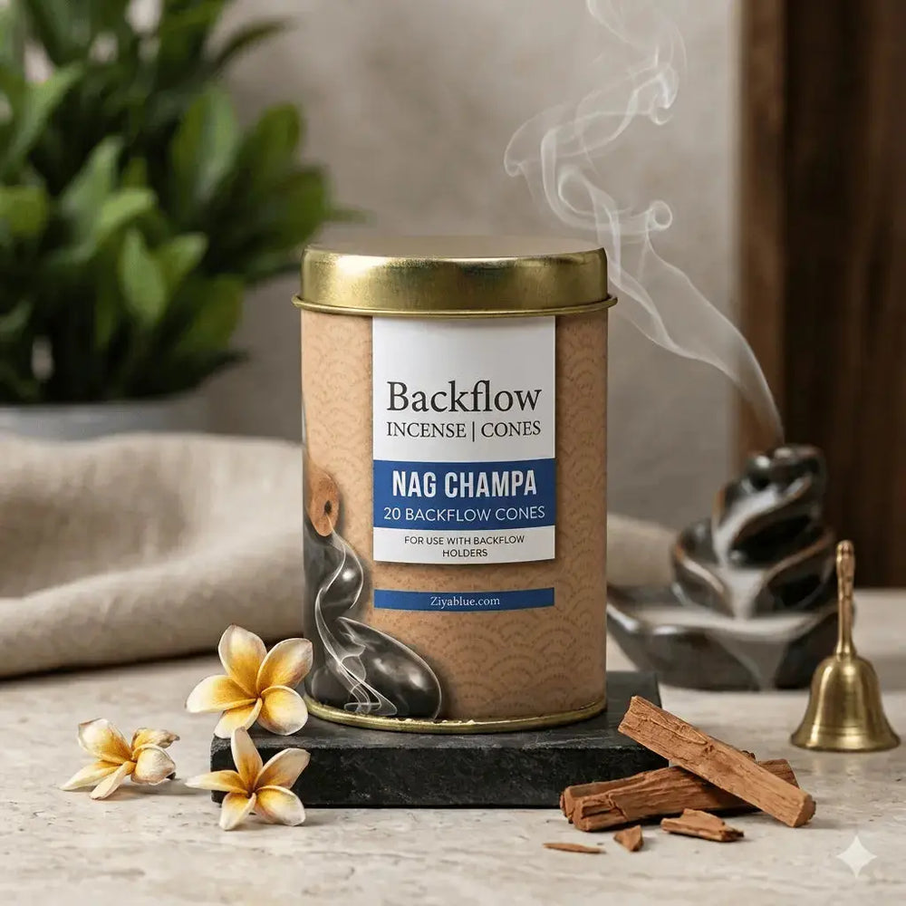 Nag Champa Backflow Cones: Jumbo Incense Pacific Giftware Ziya Blue