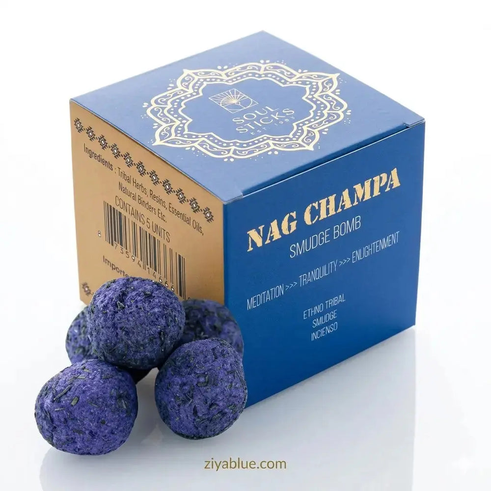 Nag Champa Smudge Bombs: 5-Pack OG Zen Cleansing Kit  Ziya Blue