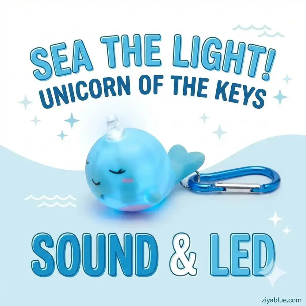Narwhal Key Light: Sound & LED Keychain Maeve Toys Ziya Blue