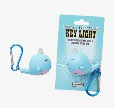 Narwhal Key Light: Sound & LED Keychain Maeve Toys Ziya Blue