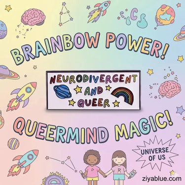 Neurodivergent and Queer Pin | Intersectionality Badge Ziya Blue Ziya Blue
