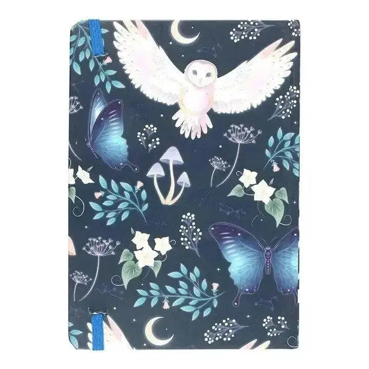 Night Flight Owl Journal | A5 Gold Foil Mystical Notebook Something Different Ziya Blue