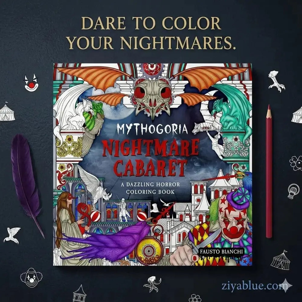 Nightmare Cabaret Coloring Book - A Dazzling Horror Experience Book Depot Ziya Blue