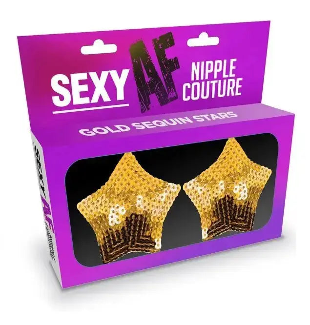 Nipple Gold Stars - Sexy AF Sequin Pasties Little Genie Productions Ziya Blue
