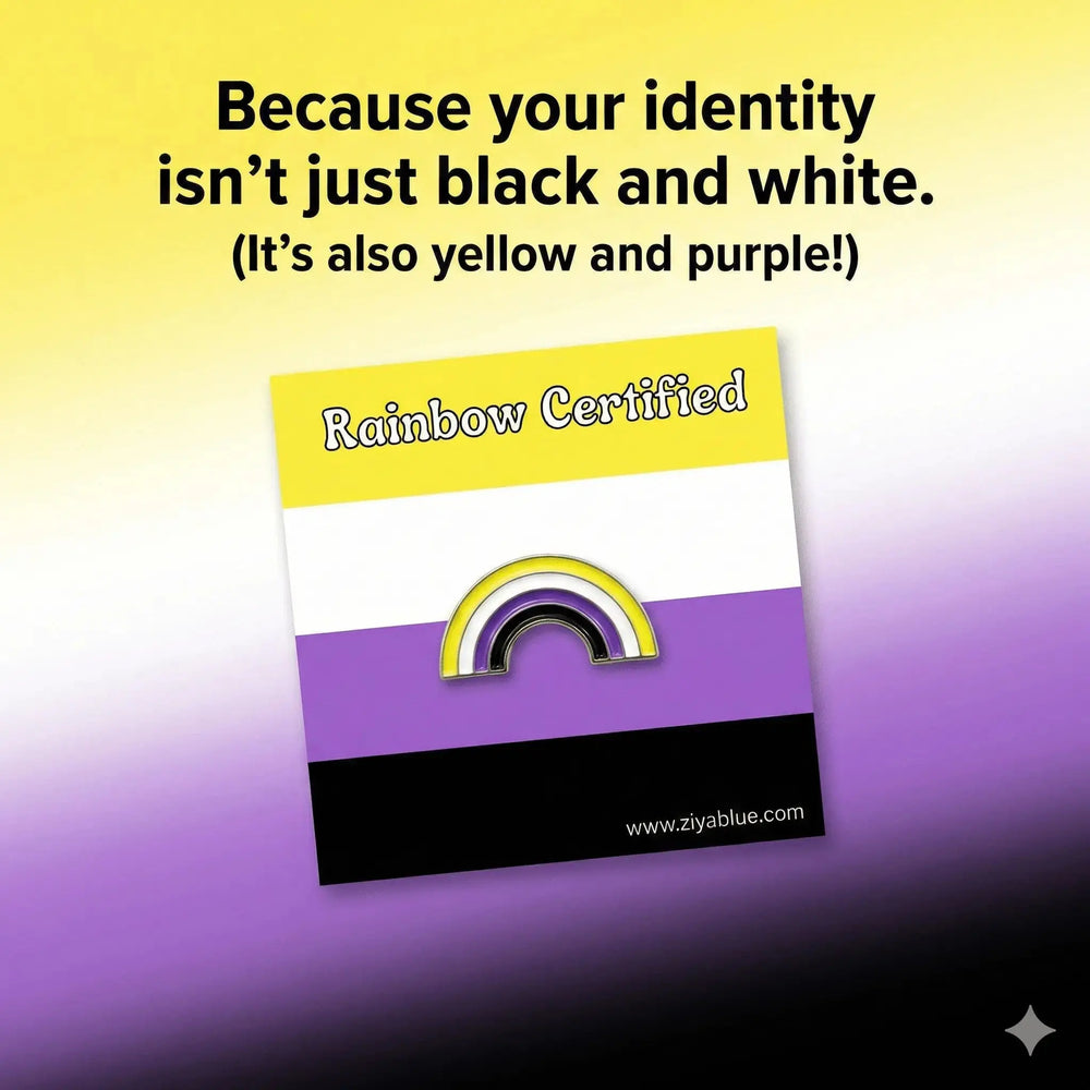 Non-Binary Pride Pin | 2.5cm Identity Badge Rainbow Certified Ziya Blue