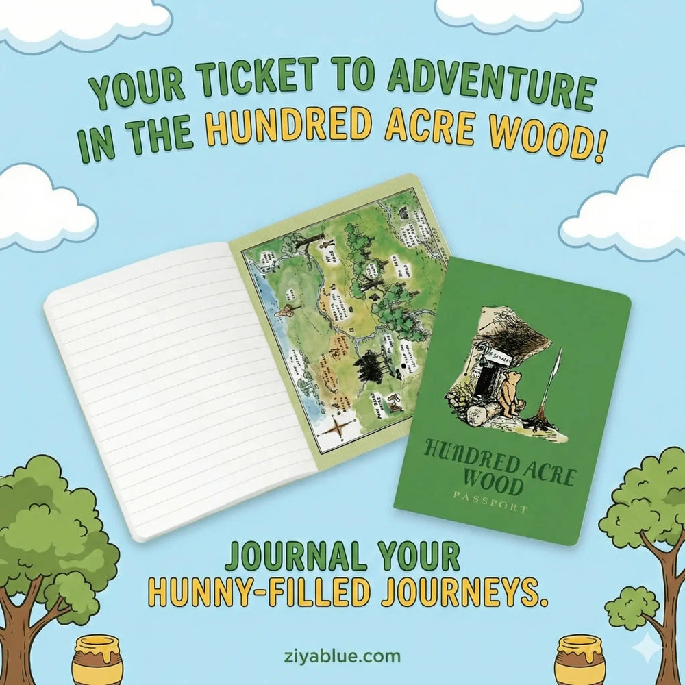 Nostalgic Hundred Acre Wood Passport Notebook Unemployed Philosophers Guild Ziya Blue