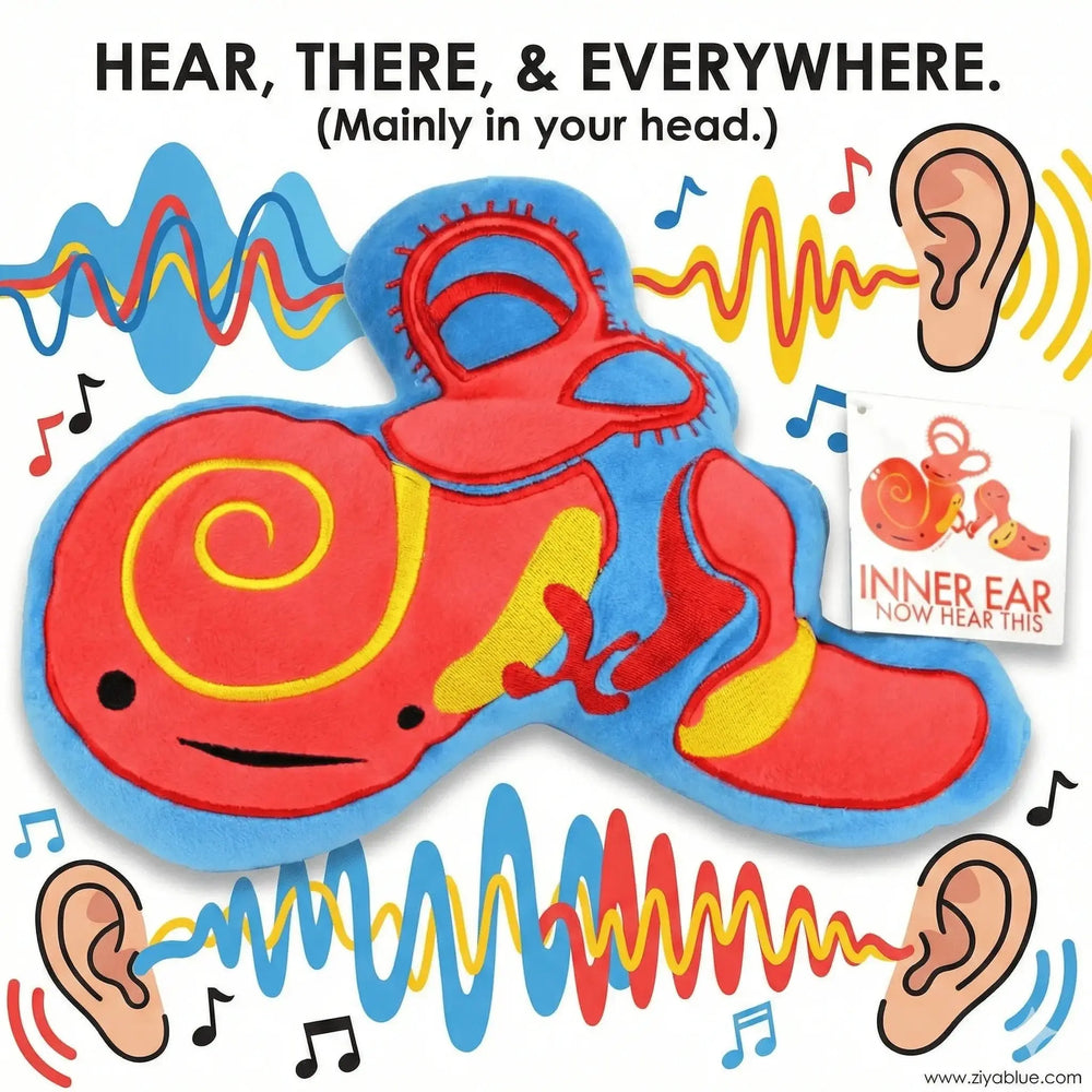 "Now Hear This" I Heart Guts Inner Ear Plush I Heart Guts Ziya Blue
