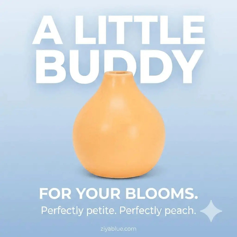 Ochre Matte Ceramic Vase (4") Abbott Ziya Blue
