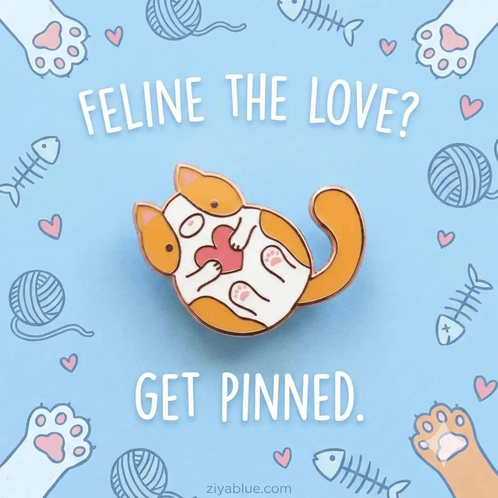 Orange Tabby Cat Enamel Pin | The Tiny Traveling Companion Wild Whimsy Woolies Ziya Blue