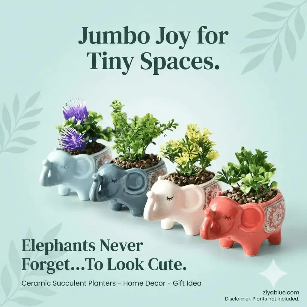 Ornate Elephant Planter Ziya Blue Ziya Blue