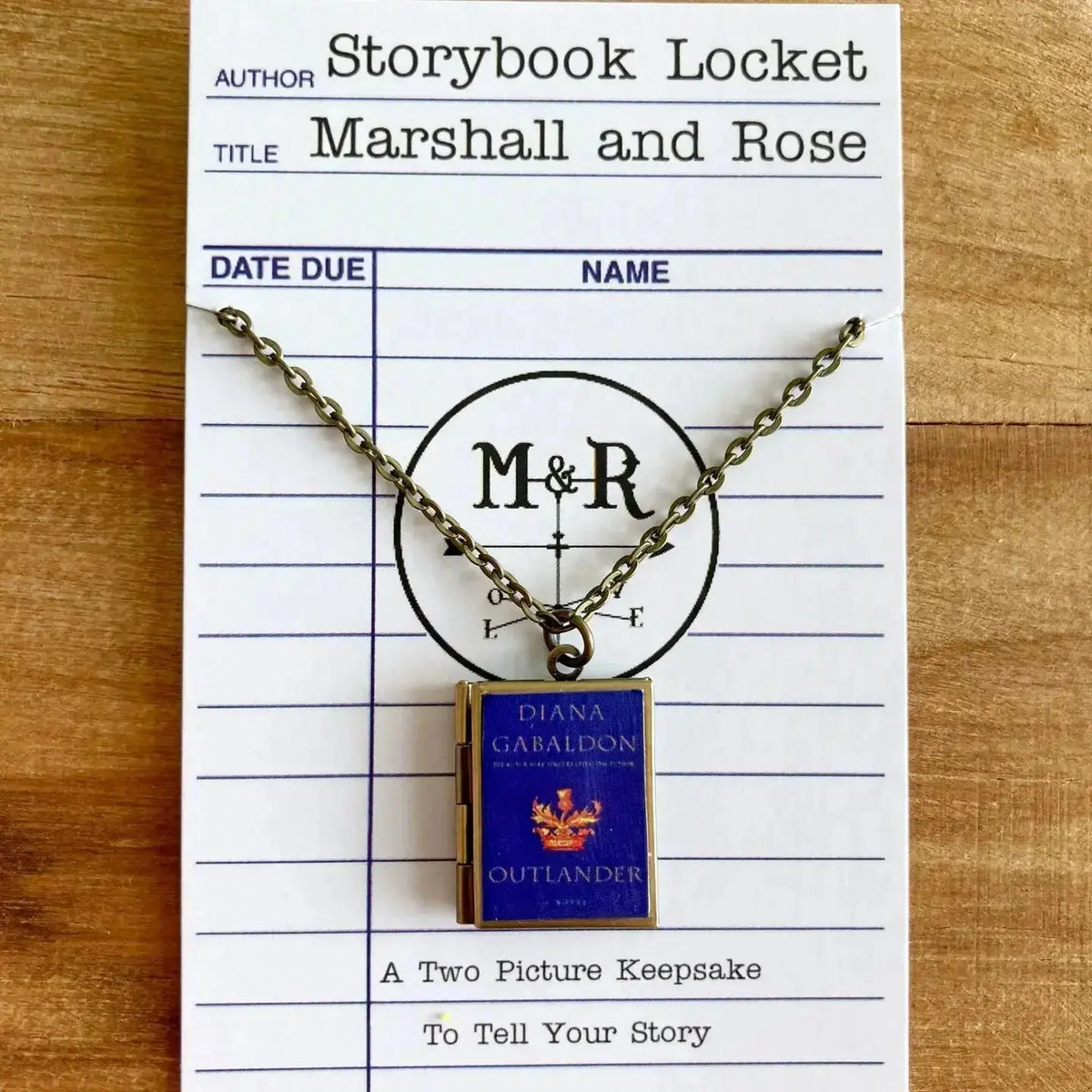 Outlander Book Locket: Stainless Steel Sassenach Necklace Marshall and Rose Ziya Blue
