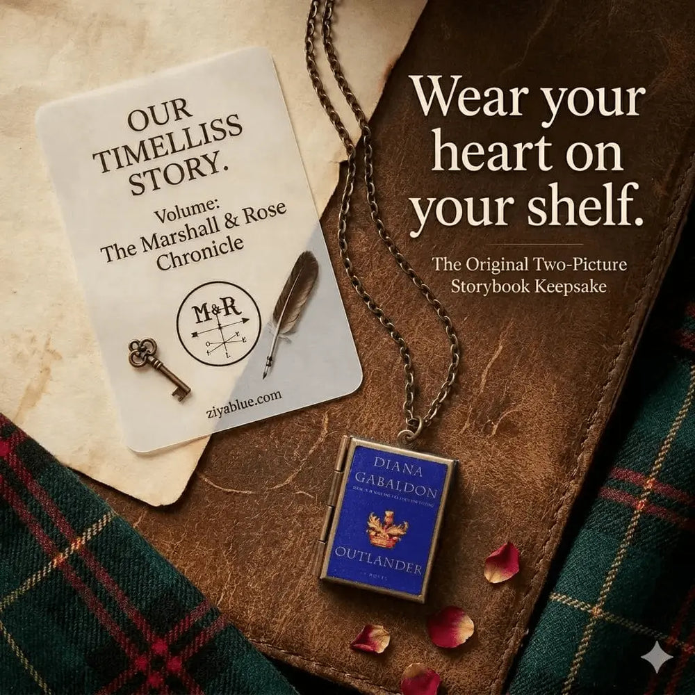 Outlander Book Locket: Stainless Steel Sassenach Necklace Marshall and Rose Ziya Blue
