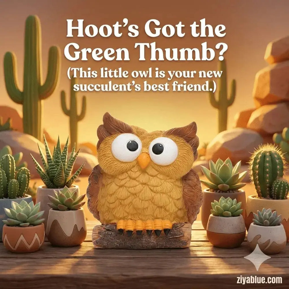 Owl Succulent Planter - "Hoot-iful" Resin Indoor Pot Ziya Blue Ziya Blue