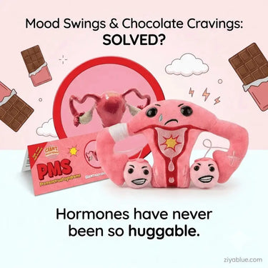 PMS Uterus Plush: Grumpy Menstrual Toy Giant Microbes Ziya Blue