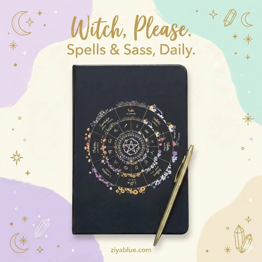 Pagan Ritual Notebook: The Wheel of the Year A5 Journal Streamline Ziya Blue