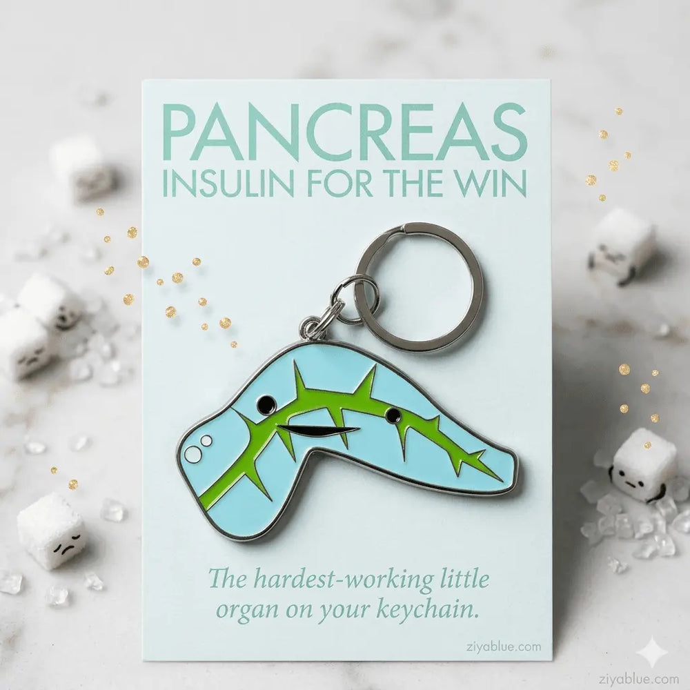 Pancreas Keychain: Cute Anatomical Charm I Heart Guts Ziya Blue