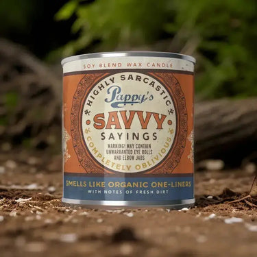 Pappy's Savvy Sayings Candle | Sarcastic Dad Gift scents of accompliments Ziya Blue