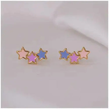 Pastel Star Stud Earrings: 12k Gold Stars Wildflower Co. Ziya Blue