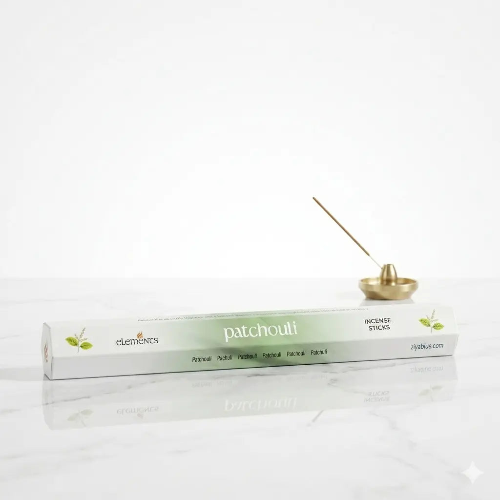 Patchouli Incense Sticks: Earthy Bohemian Vibe  Ziya Blue