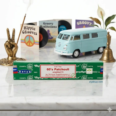 Patchouli Incense Sticks: Satya 60's Groovy Blend 15g  Ziya Blue