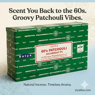 Patchouli Incense Sticks: Satya 60's Groovy Blend 15g Designs by Deekay Inc. Ziya Blue