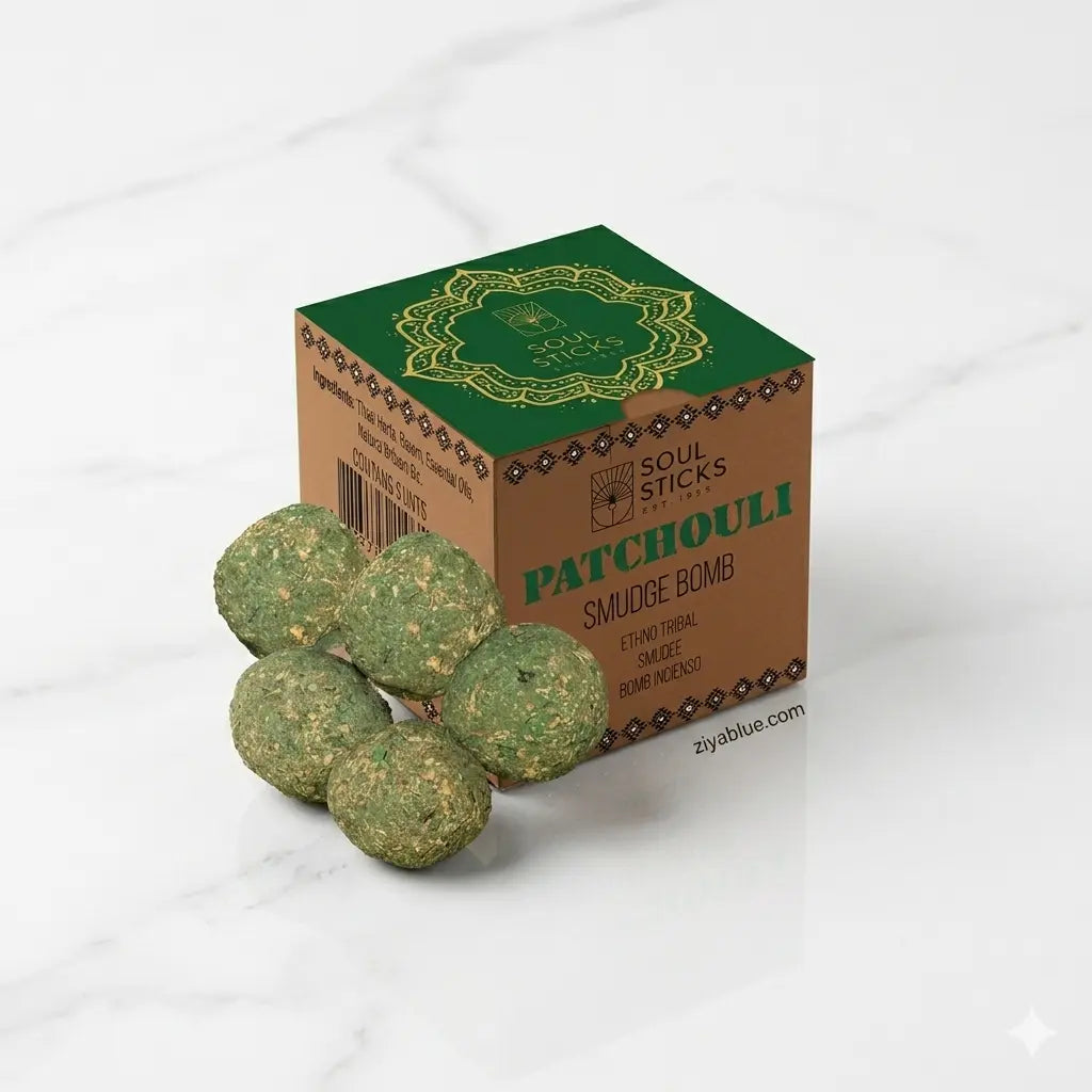 Patchouli Smudge Bombs: 5-Pack Prosperity & Grounding Kit  Ziya Blue